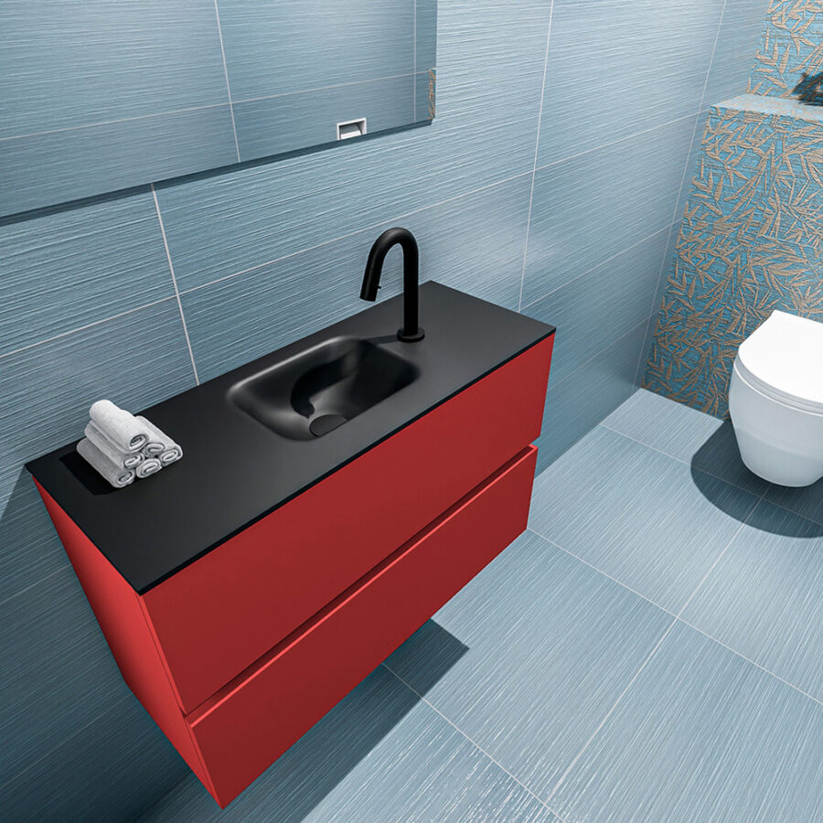 MONDIAZ ADA 80cm toiletmeubel fire. LEX wastafel urban positie midden. Met 1 kraangat - Afbeelding 2