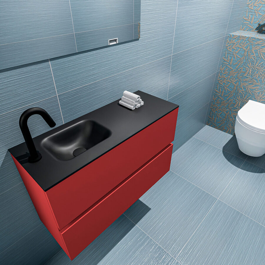 MONDIAZ ADA 80cm toiletmeubel fire. LEX wastafel urban positie links. Met 1 kraangat - Afbeelding 2