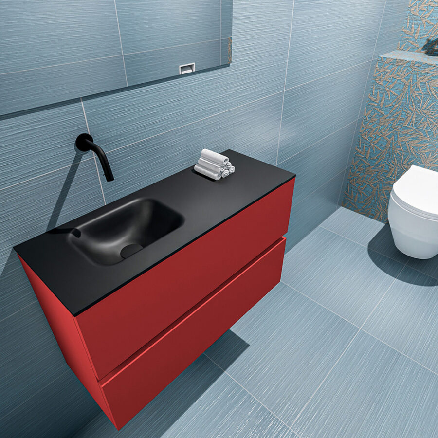MONDIAZ ADA 80cm toiletmeubel fire. LEX wastafel urban positie links. Zonder kraangat - Afbeelding 2
