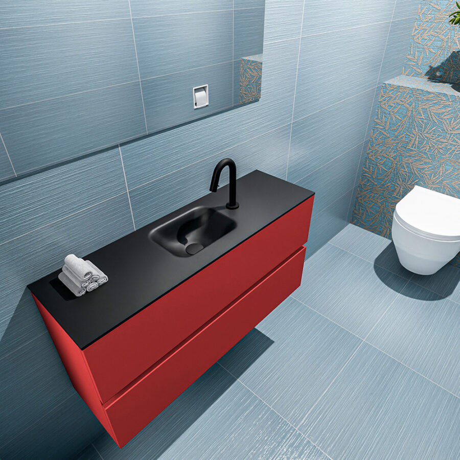 MONDIAZ ADA 100cm toiletmeubel fire. LEX wastafel urban positie midden. Met 1 kraangat - Afbeelding 2
