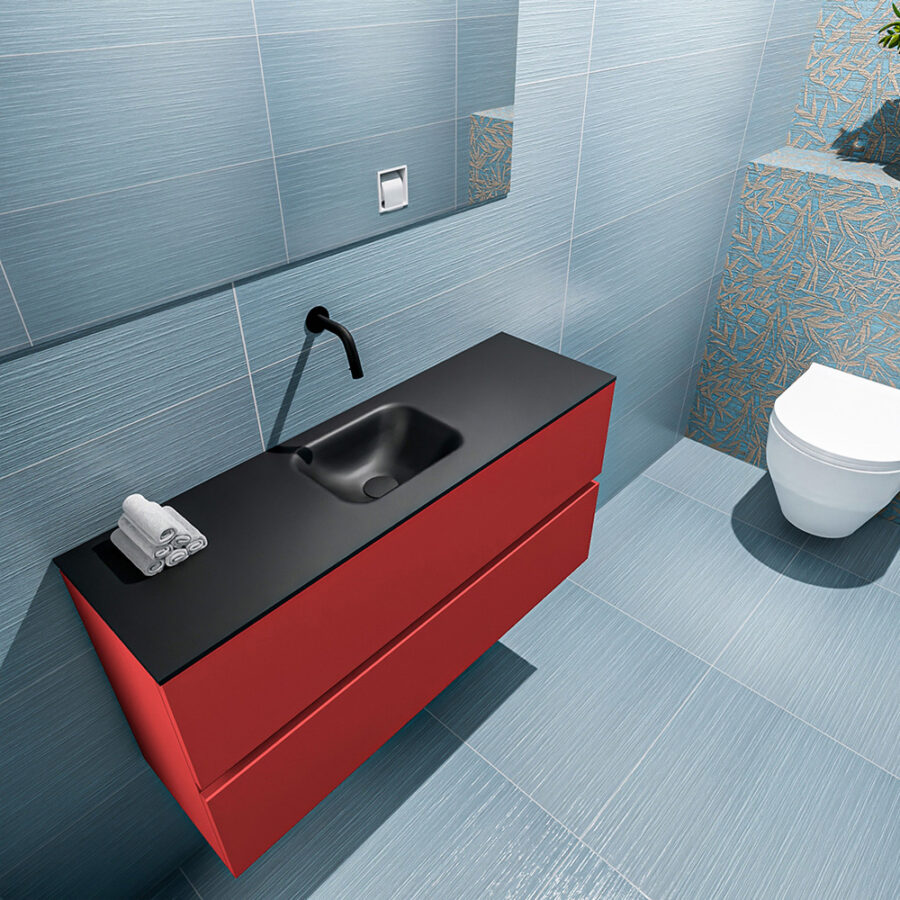 MONDIAZ ADA 100cm toiletmeubel fire. LEX wastafel urban positie midden. Zonder kraangat - Afbeelding 2