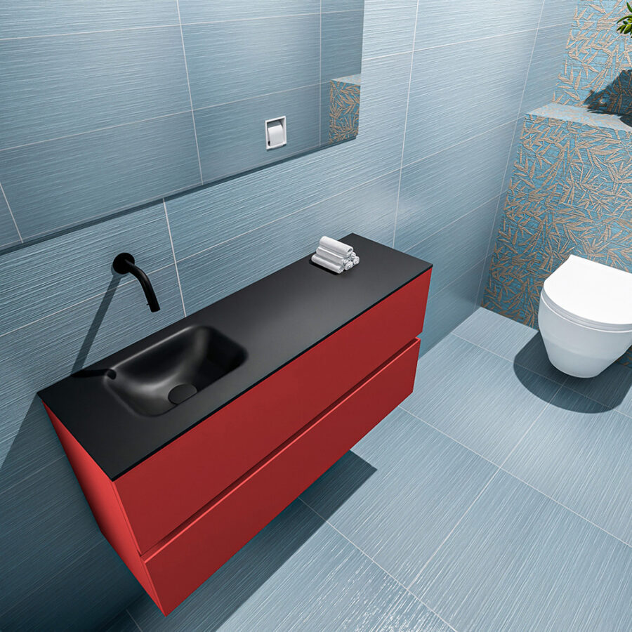 MONDIAZ ADA 100cm toiletmeubel fire. LEX wastafel urban positie links. Zonder kraangat - Afbeelding 2