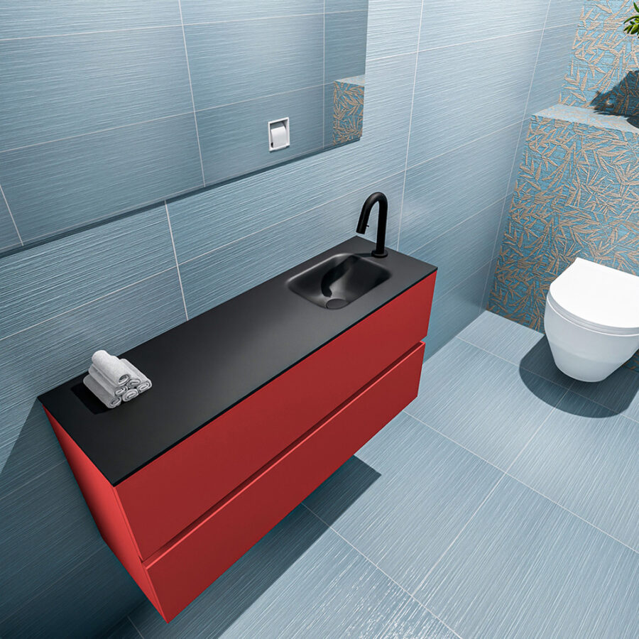 MONDIAZ ADA 100cm toiletmeubel fire. LEX wastafel urban positie rechts. Met 1 kraangat - Afbeelding 2