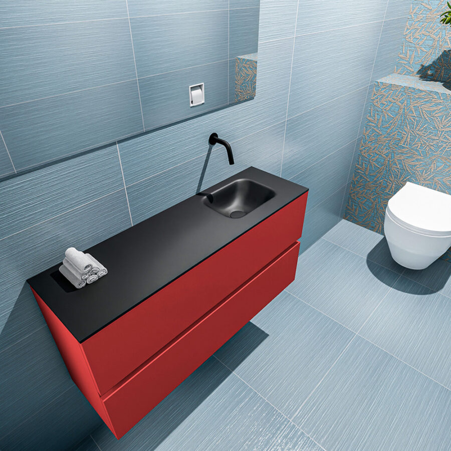MONDIAZ ADA 100cm toiletmeubel fire. LEX wastafel urban positie rechts. Zonder kraangat - Afbeelding 2
