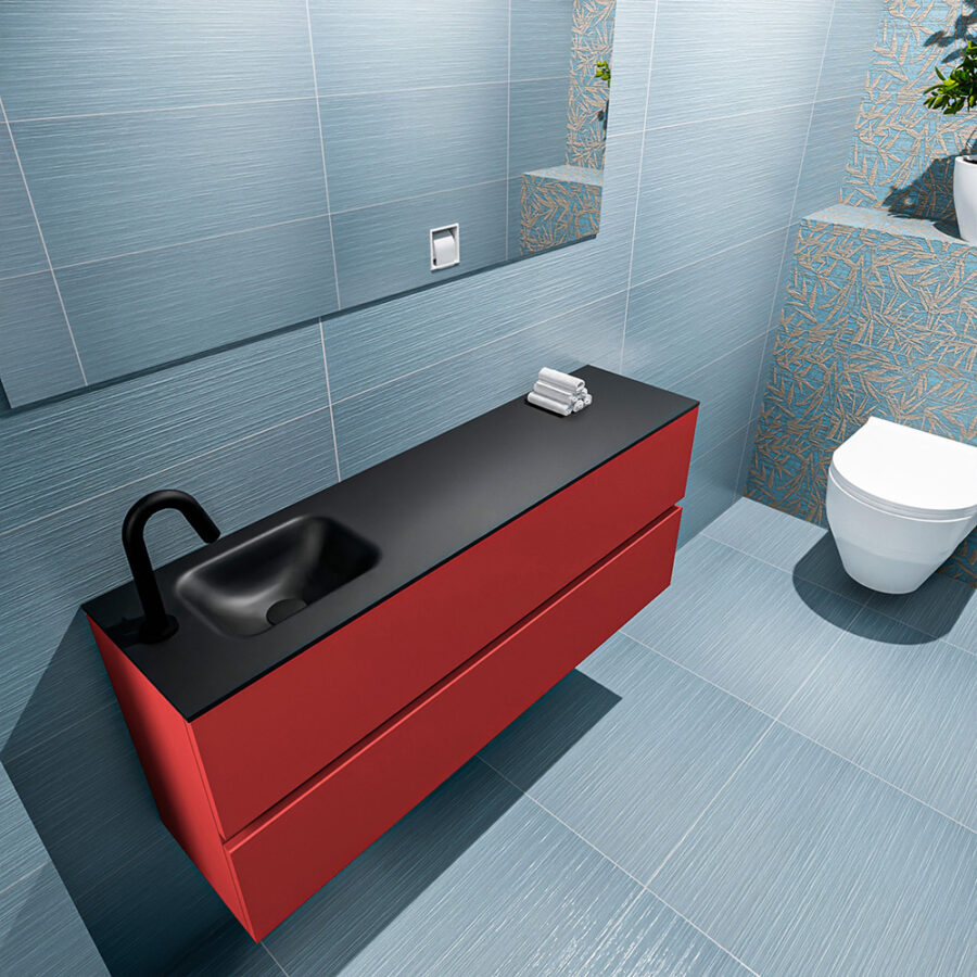 MONDIAZ ADA 120cm toiletmeubel fire. LEX wastafel urban positie links. Met 1 kraangat - Afbeelding 2