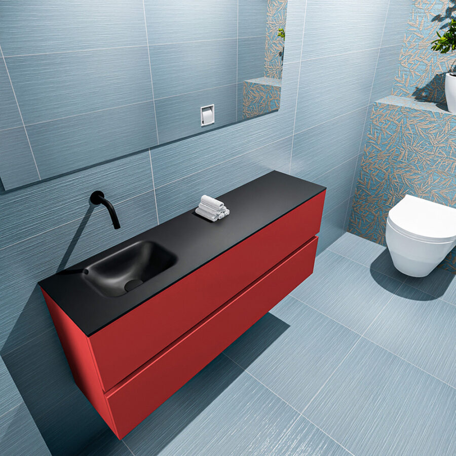 MONDIAZ ADA 120cm toiletmeubel fire. LEX wastafel urban positie links. Zonder kraangat - Afbeelding 2