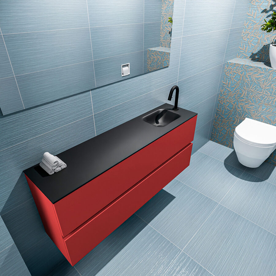 MONDIAZ ADA 120cm toiletmeubel fire. LEX wastafel urban positie rechts. Met 1 kraangat - Afbeelding 2