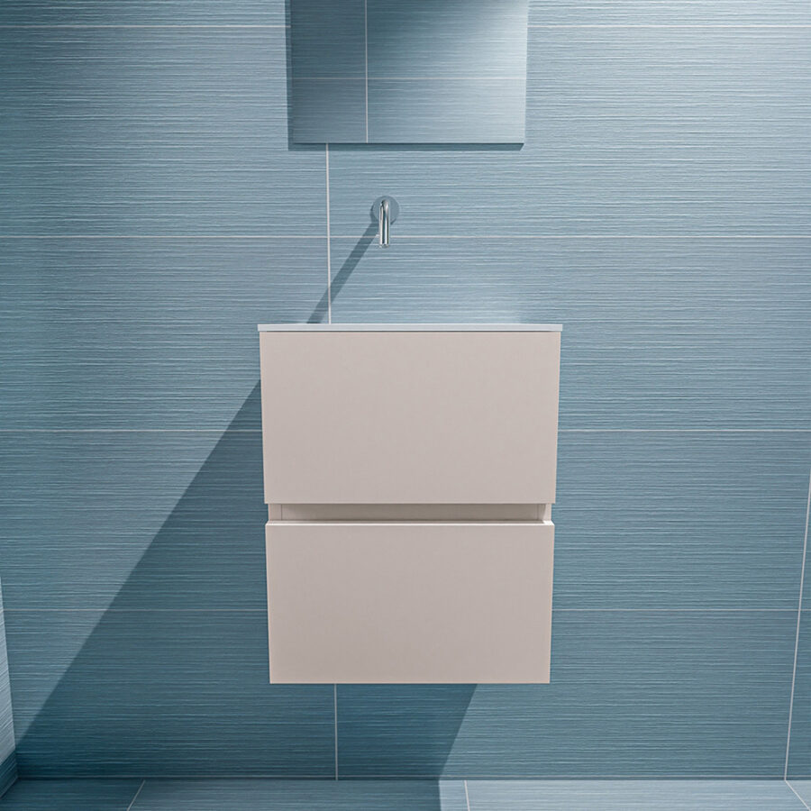 MONDIAZ ADA 40cm toiletmeubel linen. LEX wastafel talc positie links. Zonder kraangat - Afbeelding 3