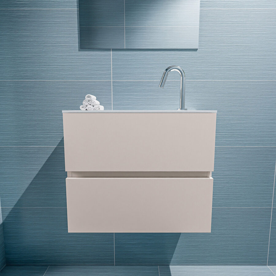 MONDIAZ ADA 60cm toiletmeubel linen. LEX wastafel talc positie midden. Met 1 kraangat - Afbeelding 3