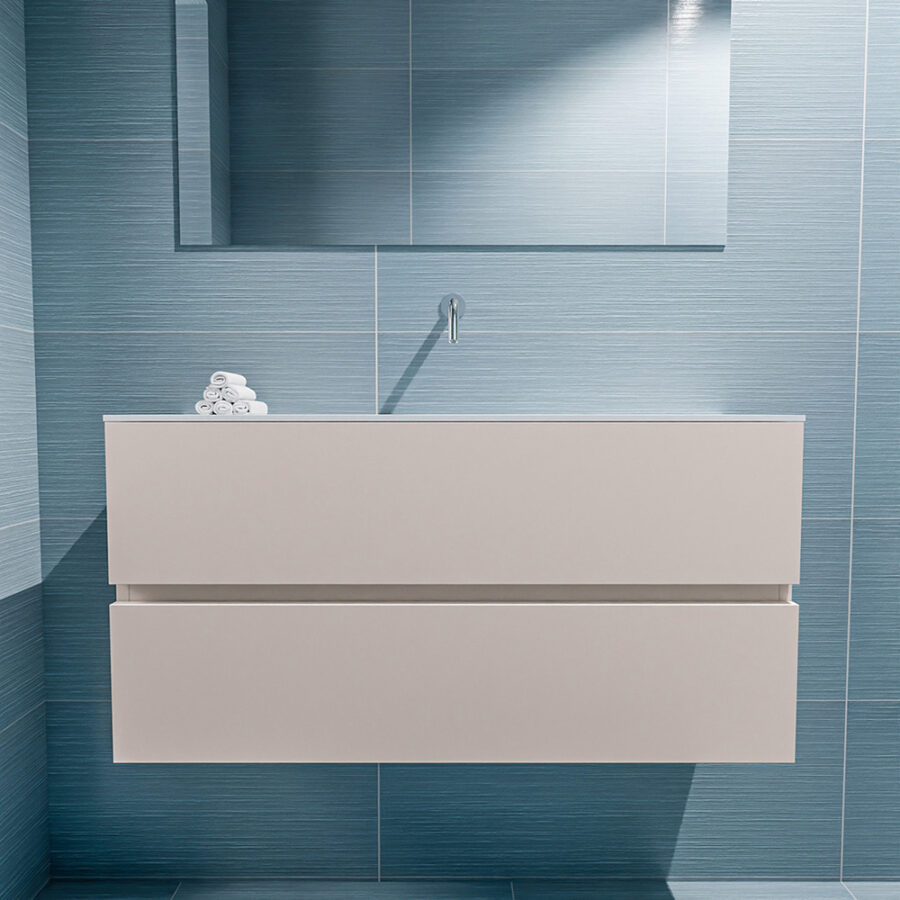 MONDIAZ ADA 100cm toiletmeubel linen. LEX wastafel talc positie midden. Zonder kraangat - Afbeelding 3