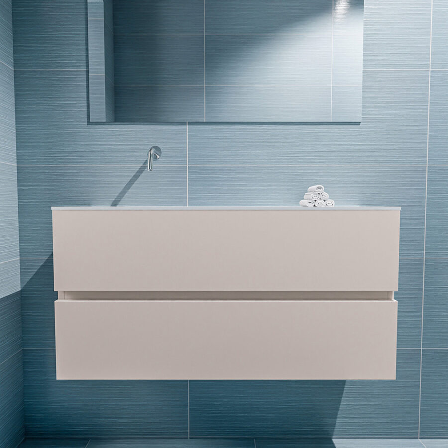MONDIAZ ADA 100cm toiletmeubel linen. LEX wastafel talc positie links. Zonder kraangat - Afbeelding 3