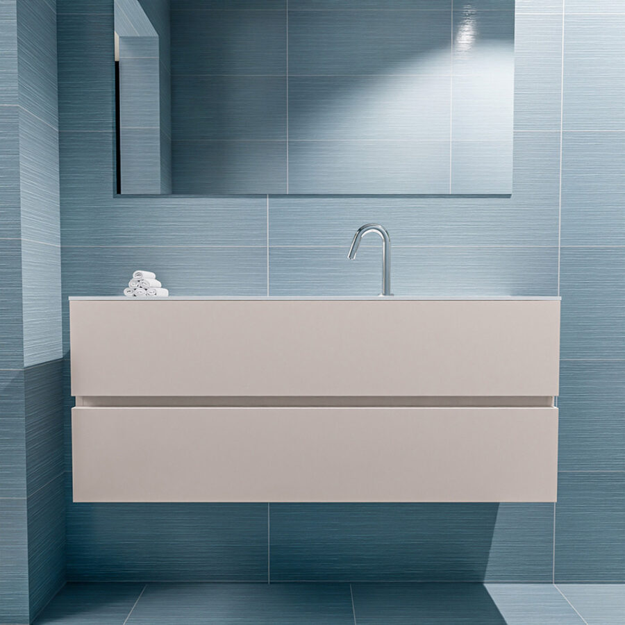 MONDIAZ ADA 120cm toiletmeubel linen. LEX wastafel talc positie midden. Met 1 kraangat - Afbeelding 3