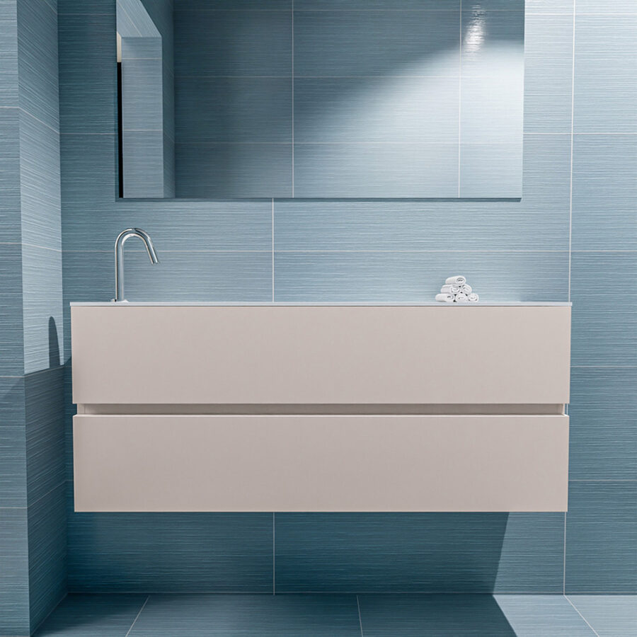 MONDIAZ ADA 120cm toiletmeubel linen. LEX wastafel talc positie links. Met 1 kraangat - Afbeelding 3