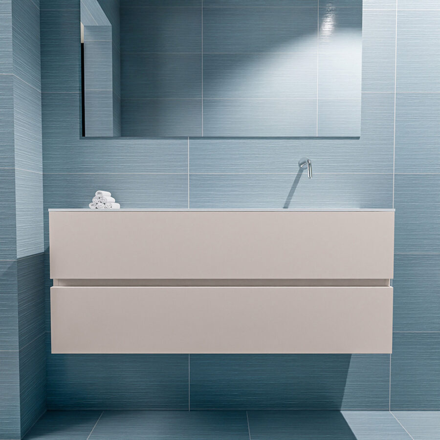 MONDIAZ ADA 120cm toiletmeubel linen. LEX wastafel talc positie rechts. Zonder kraangat - Afbeelding 3