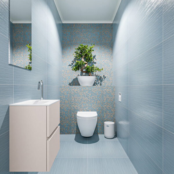 MONDIAZ ADA 40cm toiletmeubel linen. LEX wastafel talc positie links. Met 1 kraangat