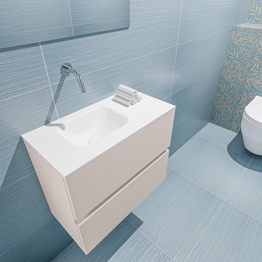 MONDIAZ ADA 60cm toiletmeubel linen. LEX wastafel talc positie links. Zonder kraangat - Afbeelding 2