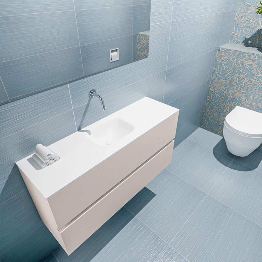 MONDIAZ ADA 100cm toiletmeubel linen. LEX wastafel talc positie midden. Zonder kraangat - Afbeelding 2