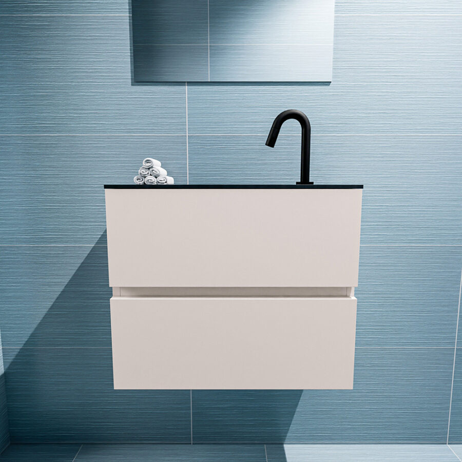 MONDIAZ ADA 60cm toiletmeubel linen. LEX wastafel urban positie midden. Met 1 kraangat - Afbeelding 3
