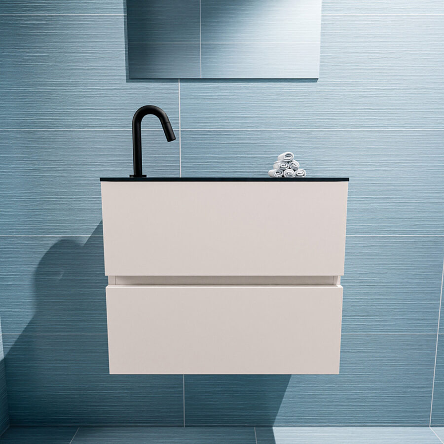 MONDIAZ ADA 60cm toiletmeubel linen. LEX wastafel urban positie links. Met 1 kraangat - Afbeelding 3