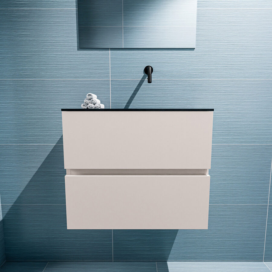 MONDIAZ ADA 60cm toiletmeubel linen. LEX wastafel urban positie rechts. Zonder kraangat - Afbeelding 3