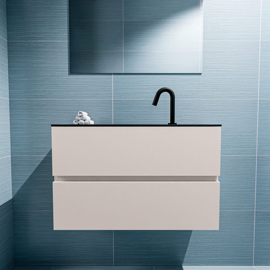 MONDIAZ ADA 80cm toiletmeubel linen. LEX wastafel urban positie midden. Met 1 kraangat - Afbeelding 3
