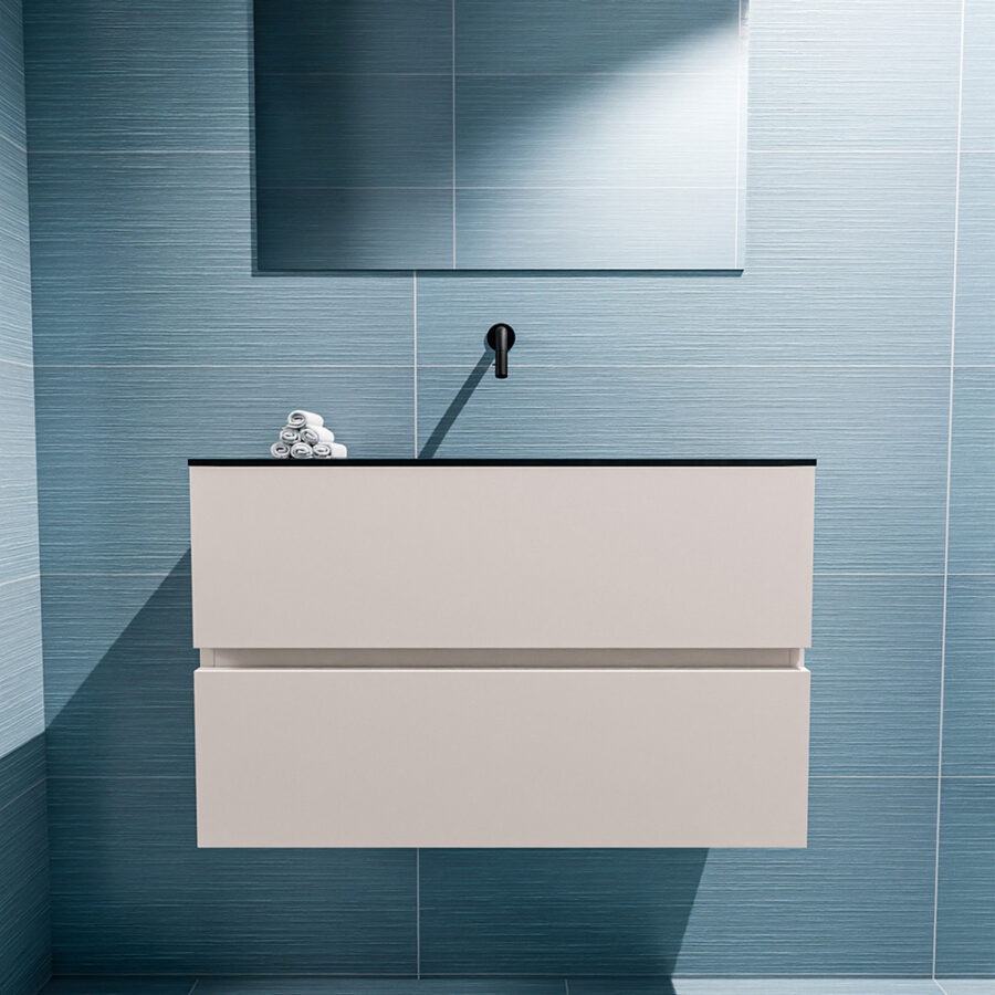MONDIAZ ADA 80cm toiletmeubel linen. LEX wastafel urban positie midden. Zonder kraangat - Afbeelding 3