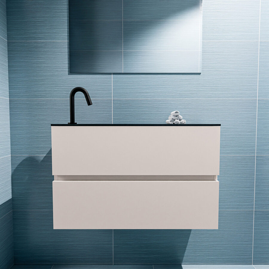 MONDIAZ ADA 80cm toiletmeubel linen. LEX wastafel urban positie links. Met 1 kraangat - Afbeelding 3