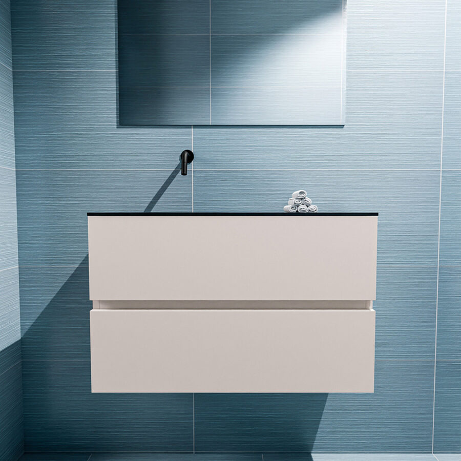 MONDIAZ ADA 80cm toiletmeubel linen. LEX wastafel urban positie links. Zonder kraangat - Afbeelding 3
