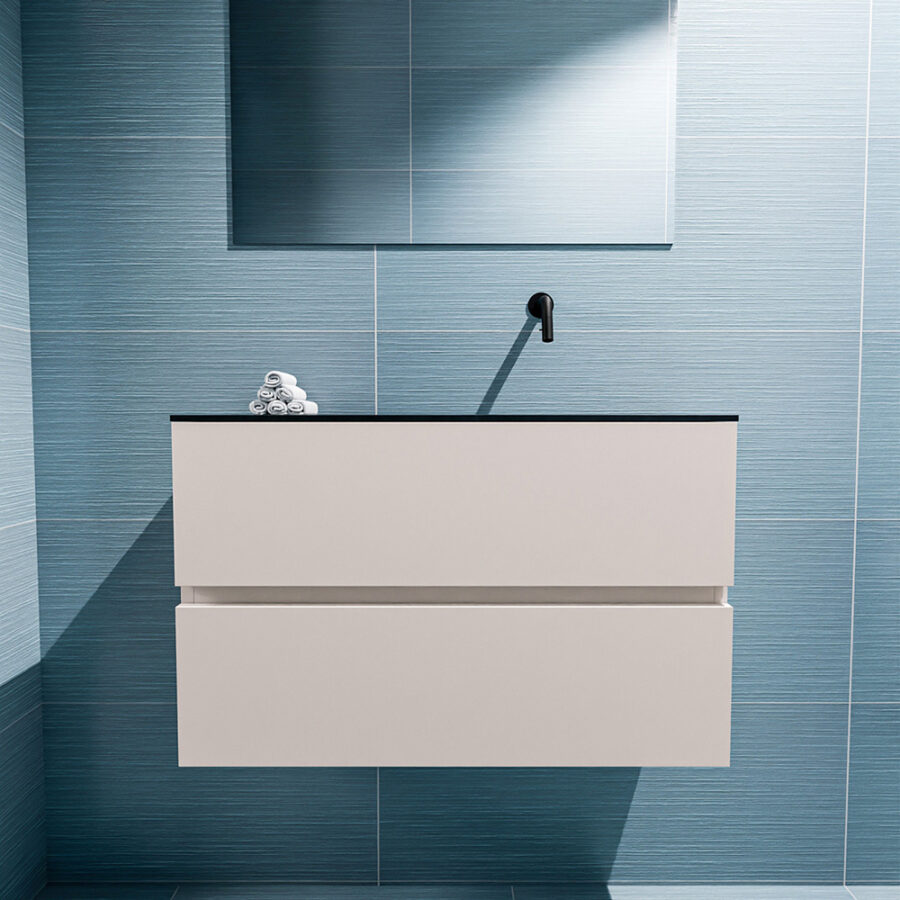 MONDIAZ ADA 80cm toiletmeubel linen. LEX wastafel urban positie rechts. Zonder kraangat - Afbeelding 3