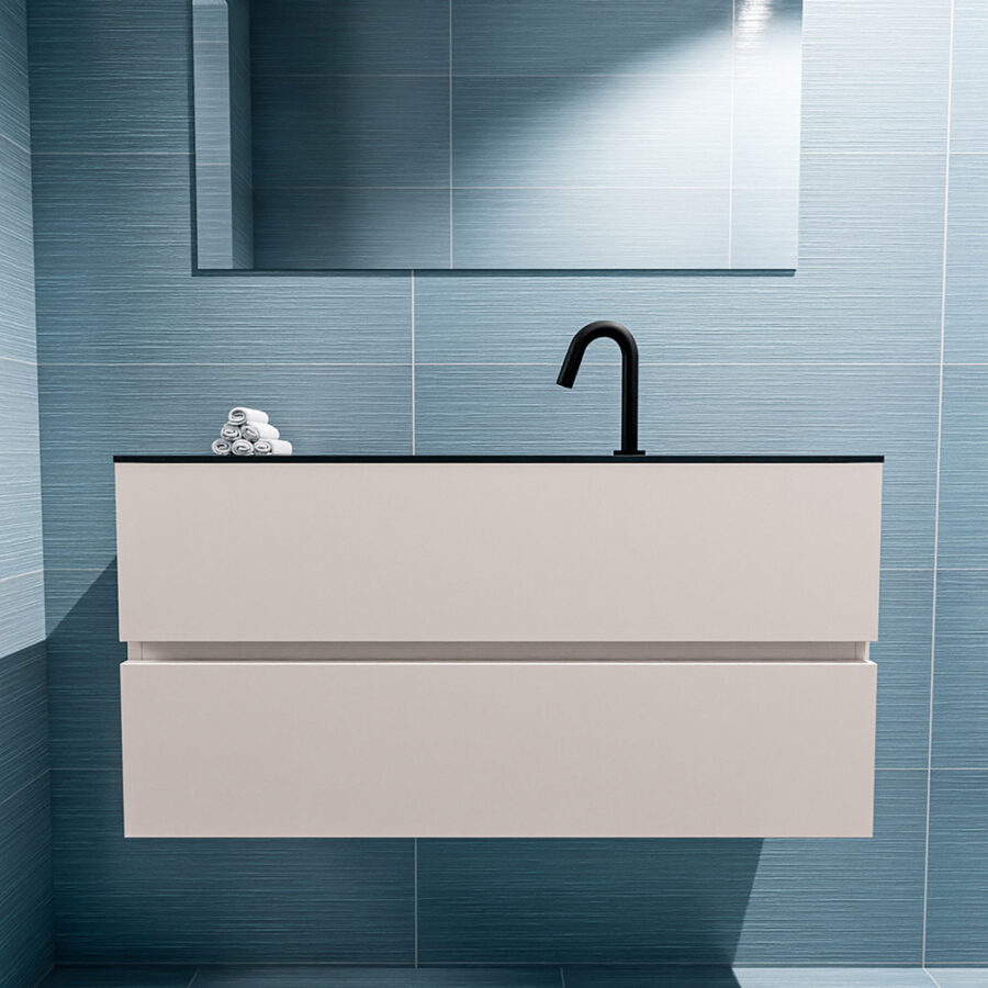 MONDIAZ ADA 100cm toiletmeubel linen. LEX wastafel urban positie midden. Met 1 kraangat - Afbeelding 3