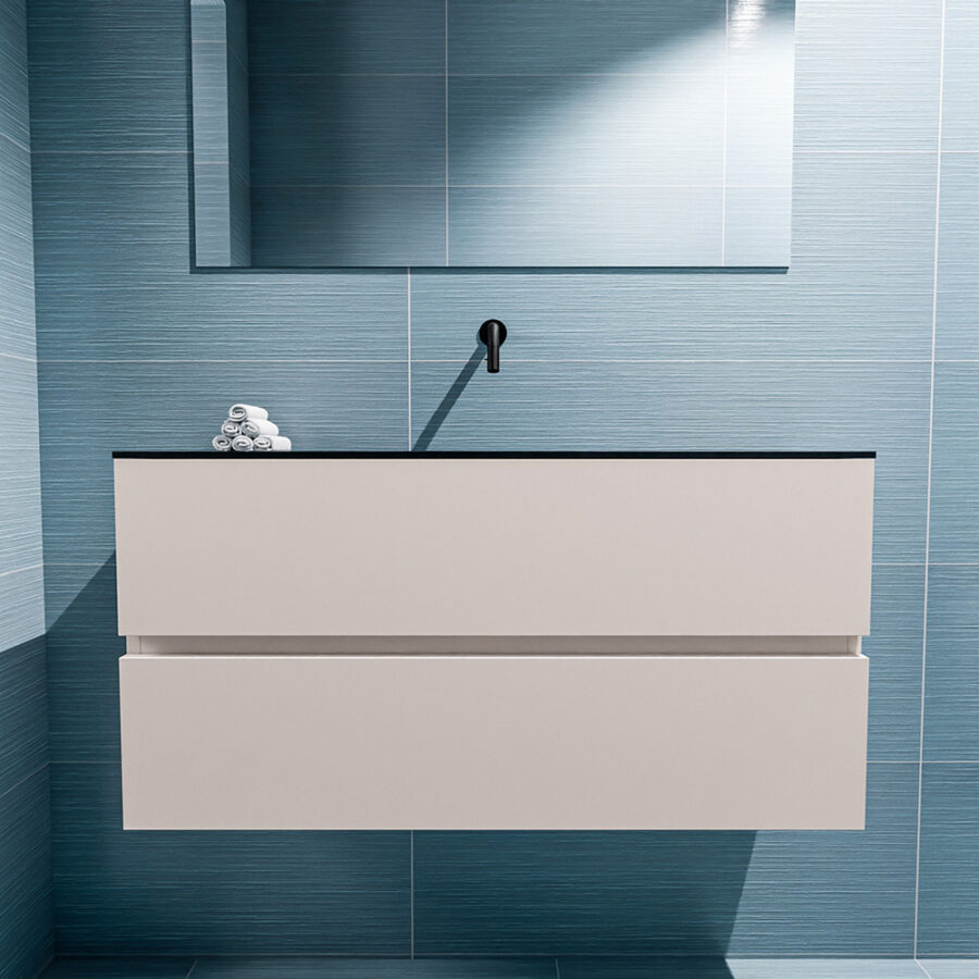 MONDIAZ ADA 100cm toiletmeubel linen. LEX wastafel urban positie midden. Zonder kraangat - Afbeelding 3