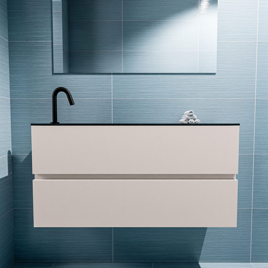 MONDIAZ ADA 100cm toiletmeubel linen. LEX wastafel urban positie links. Met 1 kraangat - Afbeelding 3