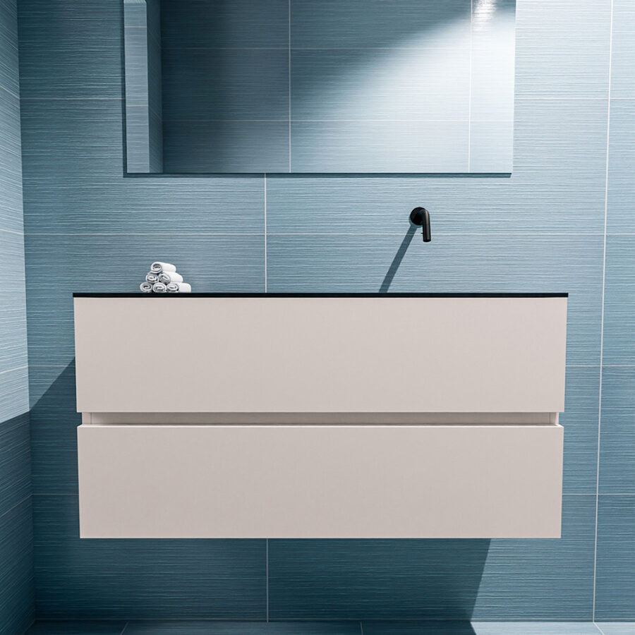 MONDIAZ ADA 100cm toiletmeubel linen. LEX wastafel urban positie rechts. Zonder kraangat - Afbeelding 3