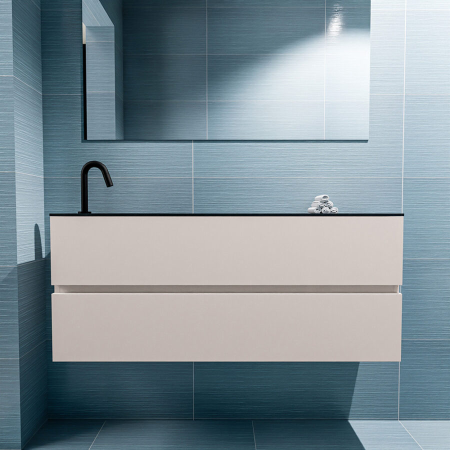 MONDIAZ ADA 120cm toiletmeubel linen. LEX wastafel urban positie links. Met 1 kraangat - Afbeelding 3