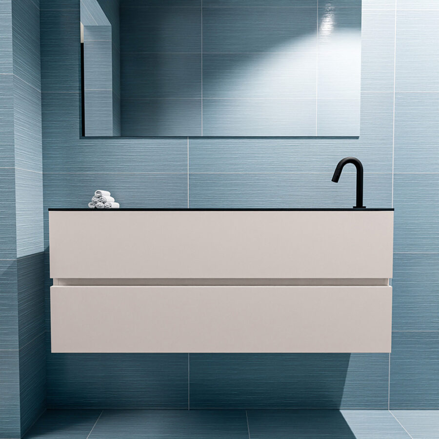 MONDIAZ ADA 120cm toiletmeubel linen. LEX wastafel urban positie rechts. Met 1 kraangat - Afbeelding 3