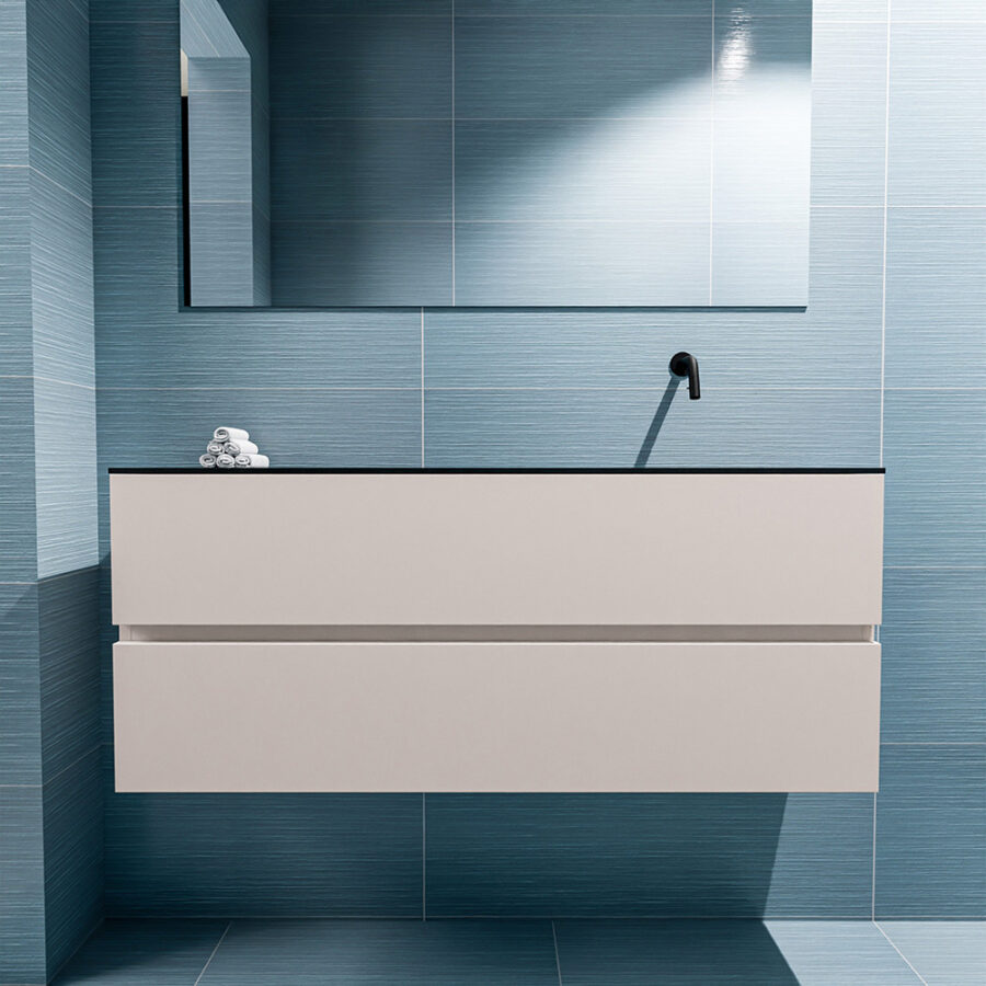 MONDIAZ ADA 120cm toiletmeubel linen. LEX wastafel urban positie rechts. Zonder kraangat - Afbeelding 3
