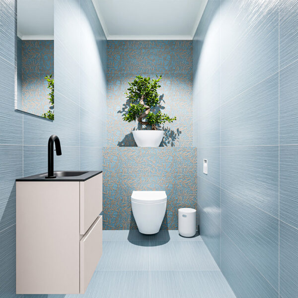 MONDIAZ ADA 40cm toiletmeubel linen. LEX wastafel urban positie rechts. Met 1 kraangat