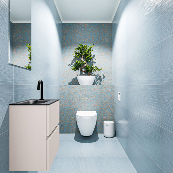 MONDIAZ ADA 40cm toiletmeubel linen. LEX wastafel urban positie links. Met 1 kraangat