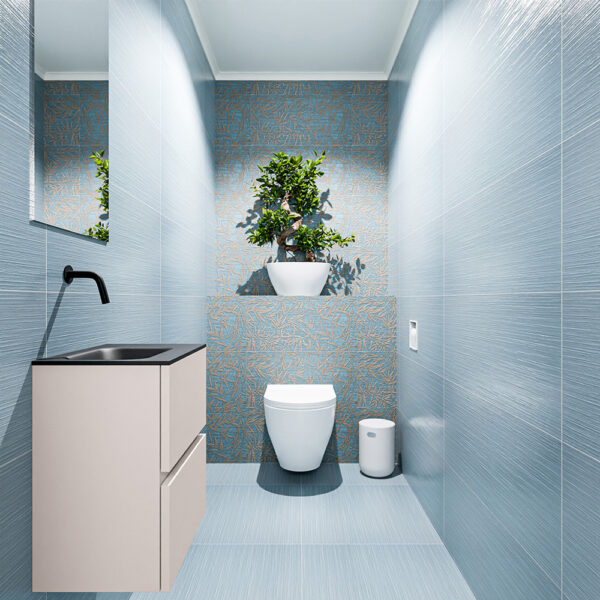 MONDIAZ ADA 40cm toiletmeubel linen. LEX wastafel urban positie links. Zonder kraangat