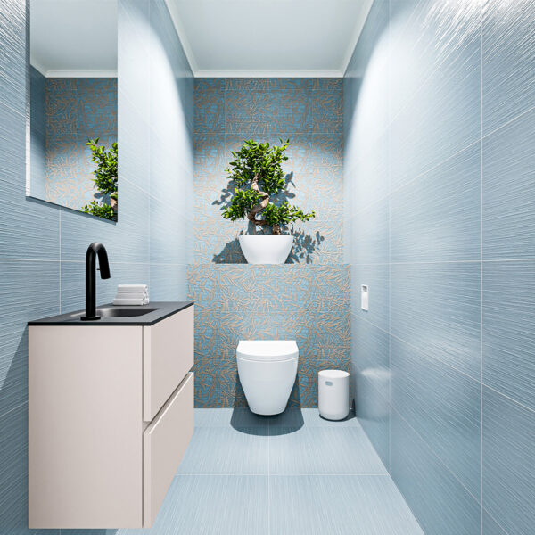 MONDIAZ ADA 60cm toiletmeubel linen. LEX wastafel urban positie links. Met 1 kraangat