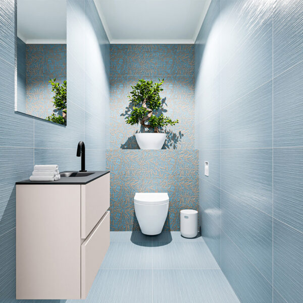 MONDIAZ ADA 60cm toiletmeubel linen. LEX wastafel urban positie rechts. Met 1 kraangat