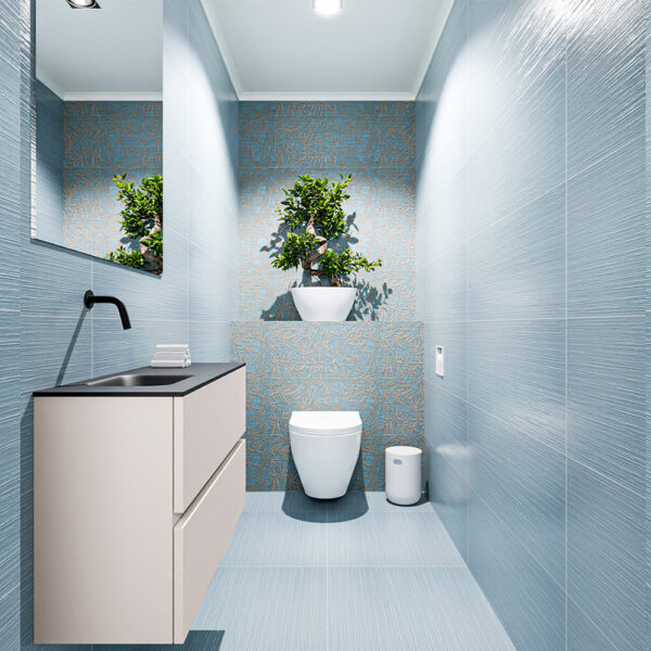 MONDIAZ ADA 80cm toiletmeubel linen. LEX wastafel urban positie links. Zonder kraangat