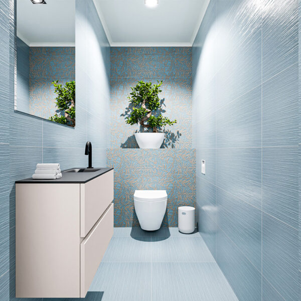 MONDIAZ ADA 80cm toiletmeubel linen. LEX wastafel urban positie rechts. Met 1 kraangat
