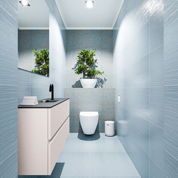 MONDIAZ ADA 100cm toiletmeubel linen. LEX wastafel urban positie midden. Met 1 kraangat