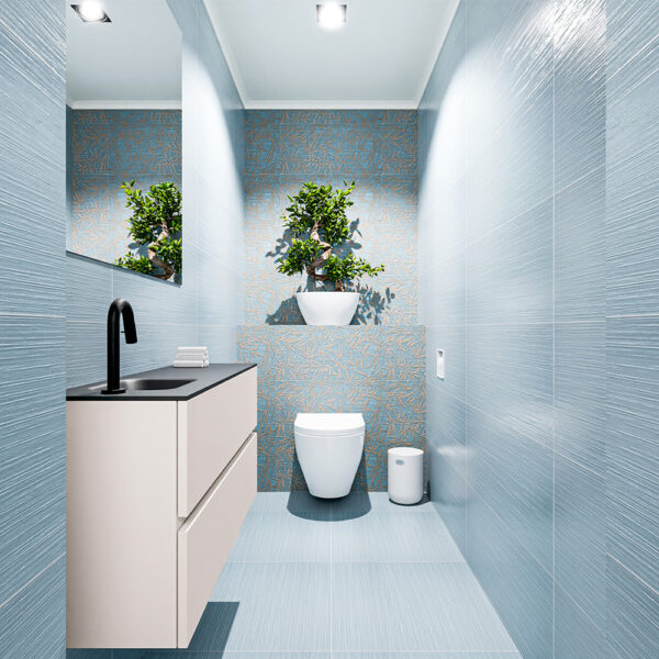 MONDIAZ ADA 100cm toiletmeubel linen. LEX wastafel urban positie links. Met 1 kraangat