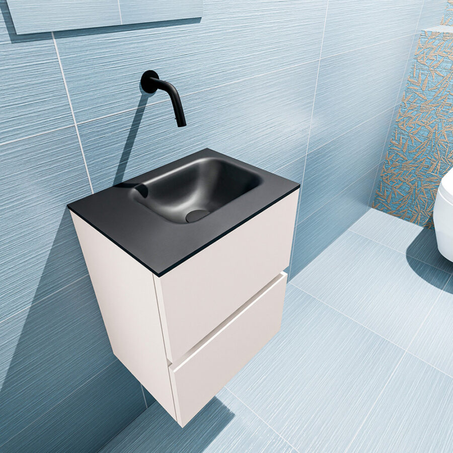 MONDIAZ ADA 40cm toiletmeubel linen. LEX wastafel urban positie rechts. Zonder kraangat - Afbeelding 2