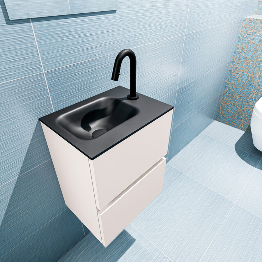 MONDIAZ ADA 40cm toiletmeubel linen. LEX wastafel urban positie links. Met 1 kraangat - Afbeelding 2