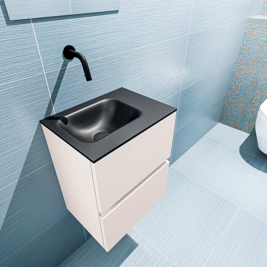 MONDIAZ ADA 40cm toiletmeubel linen. LEX wastafel urban positie links. Zonder kraangat - Afbeelding 2