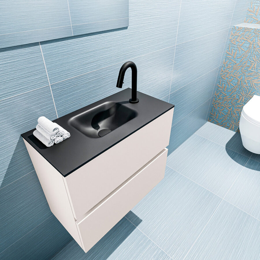MONDIAZ ADA 60cm toiletmeubel linen. LEX wastafel urban positie midden. Met 1 kraangat - Afbeelding 2