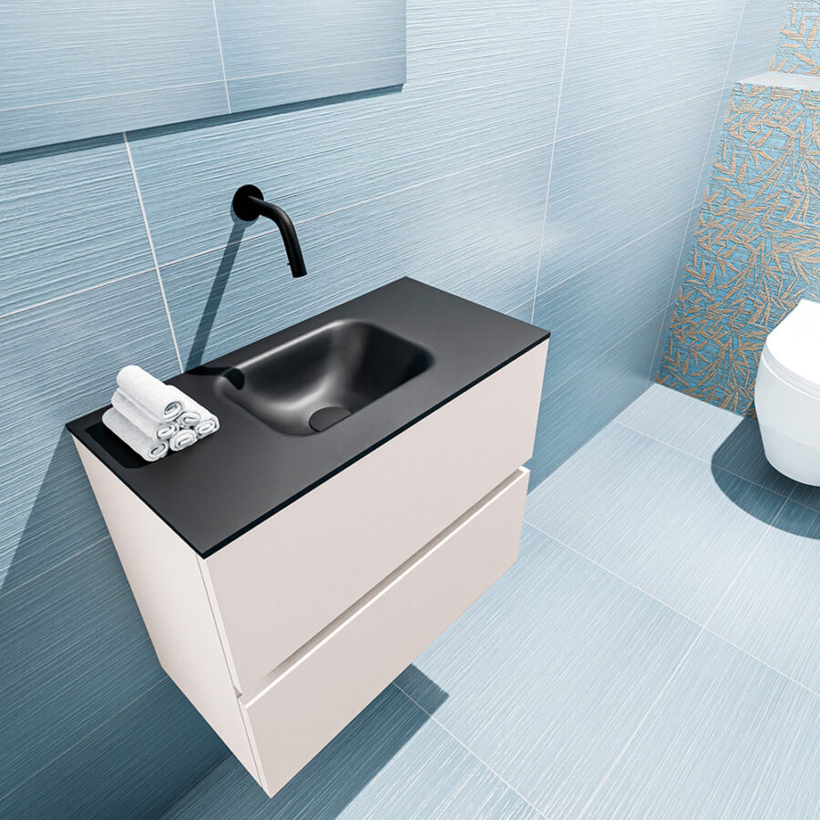 MONDIAZ ADA 60cm toiletmeubel linen. LEX wastafel urban positie midden. Zonder kraangat - Afbeelding 2